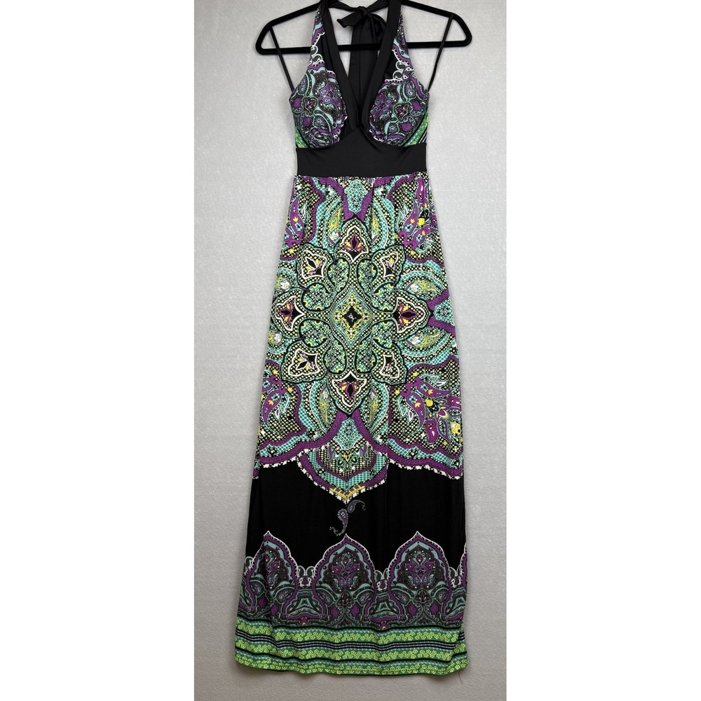 Alyn Paige Women's  Multicolor Empire Halter Maxi Dress Size Small